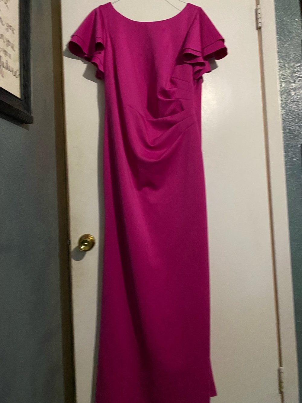 Jessica Howard Magenta Ruffle-Sleeve Maxi Dress
